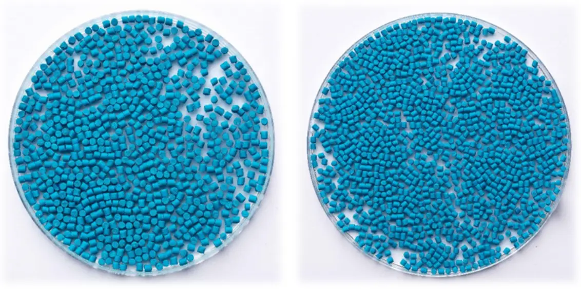 two petrie dishes of slug pellet samples