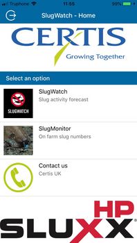 screenshot of slug watch homepage app